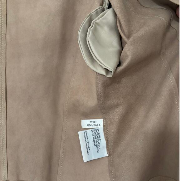 Lamarque Size 2 Fringe Arm Short Waist Drape Collar Leather Evening Coat - Picture 4 of 6